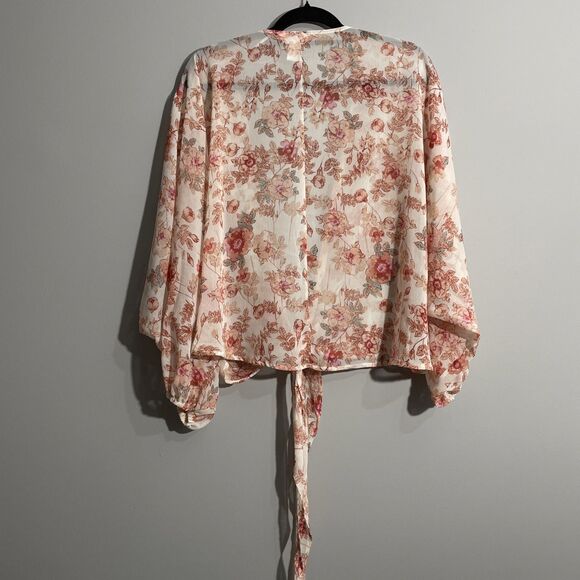 Lauren Conrad Women's Floral Sheer Front Tie Cardigan Cover Up Boho One Size - Picture 2 of 10